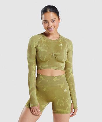 Long Sleeve Damskie Gymshark Adapt Camo Seamless Zielone | PL 2811DFM